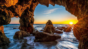 Stunning Malibu Beach Cave Wallpaper