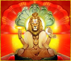 Stunning Manifestation Of Lord Narasimha Wallpaper