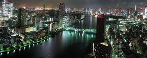 Stunning Night View Of Tokyo Skyline - High Resolution Dual Monitor Wallpaper Wallpaper