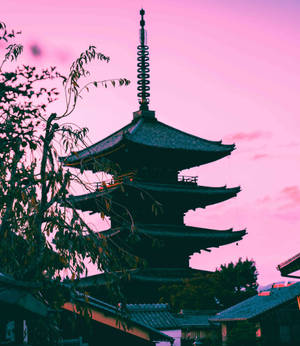 Stunning Pagoda In Pastel Japanese Aesthetic Wallpaper