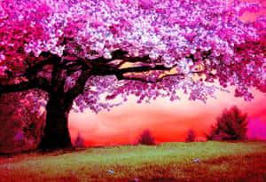 Stunning Pink Trees In A Dreamlike Setting Wallpaper