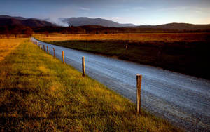 Stunning Shot Of The Road To The Great Smoky Mountains Wallpaper