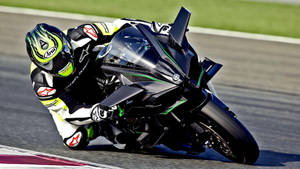 Stunning Speed - Kawasaki H2r In Action Wallpaper