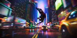 Stunning Spider Man Into The Spider Verse Poster Wallpaper