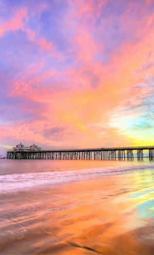 Stunning Sunset Beach Barely Touched By The Sun's Rays Wallpaper