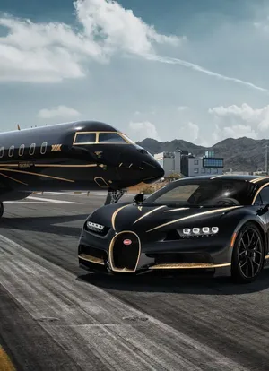 Stunning View Of A Private Jet And Car Wallpaper