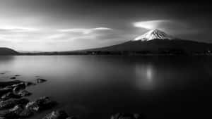 Stunning White And Black Landscape Of Japan Wallpaper