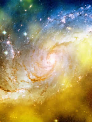 Stunning Yellow Galaxy In Vibrant Hues Wallpaper