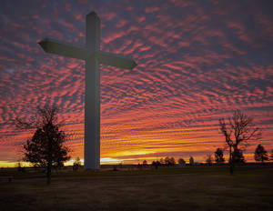 Stylish Christian Cross In Desert Wallpaper