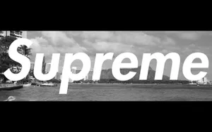 Stylish Supreme Laptop In Black And White Wallpaper