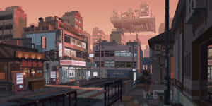 Suburban City Pixel Art Wallpaper