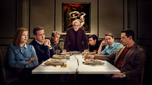 Succession Roy Family In Dinner Table Wallpaper