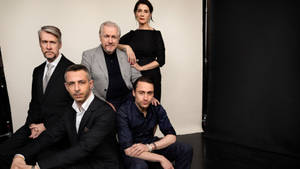 Succession Roy Family On White Backdrop Wallpaper