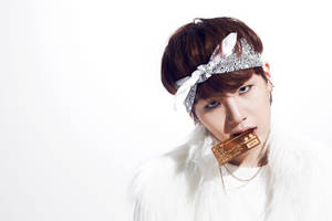 Suga Bts In White Outfit Wallpaper