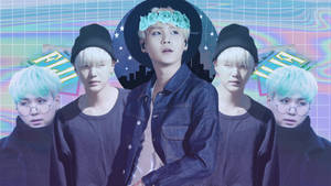 Suga Green Hair Bts Aesthetic Wallpaper