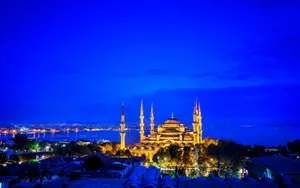 Sultan Ahmed Mosque Istanbul Blue Evening Wallpaper