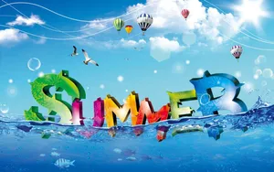 Summer Fun Bubble Word Art Wallpaper
