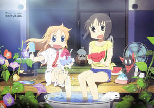 Summertime With Nichijou Characters Wallpaper