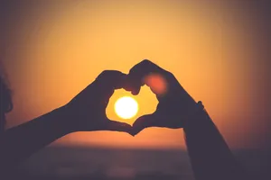 Sun And Heart Silhouette Wallpaper