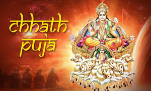 Sun God Chhath Puja Orange Gradient Wallpaper