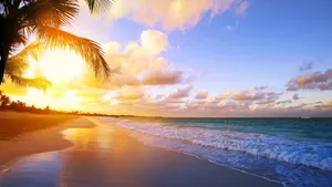 Sun Rise On Serene Beach Wallpaper