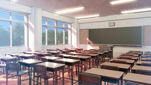 Sunny Anime Classroom Wallpaper