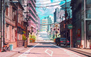 Sunny Urban Japanese Street Art Wallpaper