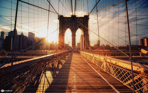 Sunrise View At The Brooklyn Bridge Wallpaper