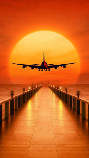 Sunset Airplane Iphone Wallpaper