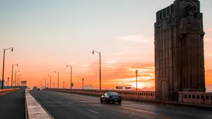 Sunset At Hope Memorial Bridge Ohio Wallpaper