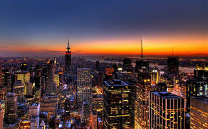 Sunset At New York City Background Wallpaper