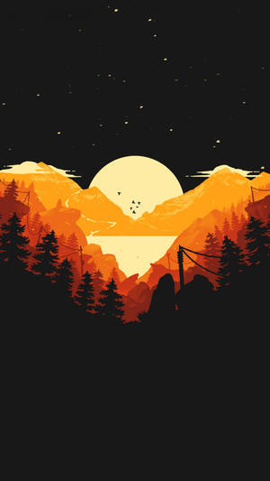 Sunset Between Orange Mountains Hd Phone Wallpaper