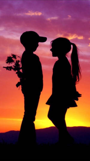 Sunset Girl And Boy Shadow Wallpaper