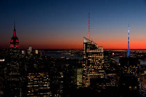 Sunset Horizon New York City Night View Wallpaper
