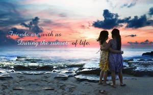 Sunset Of Friendship Quotes Wallpaper