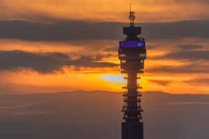 Sunset Over Bt Tower Orange Aesthetic Wallpaper