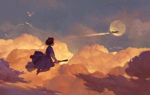 Sunset Ride From Kikis Delivery Service Wallpaper