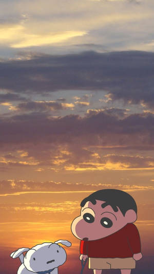 Sunset Shiro And Shinchan Aesthetic Wallpaper