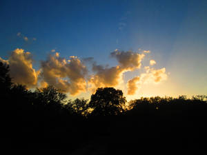 Sunset Silhouette Clouds Aesthetics Wallpaper
