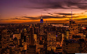 Sunset With The Empire State Building Wallpaper