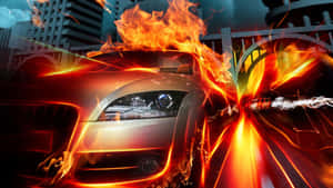 Super Cool Car On Fire Wallpaper