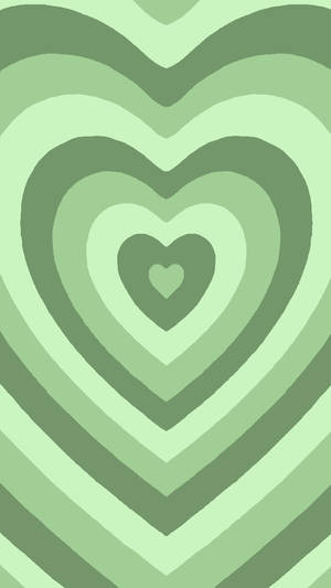 Super Light Green Layered Heart Wallpaper