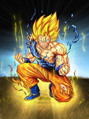 Super Saiyan Yellow Hair Son Goku Iphone Wallpaper