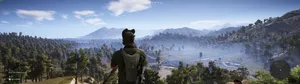 Super Ultra Wide_ Gamer Overlooking Valley Wallpaper