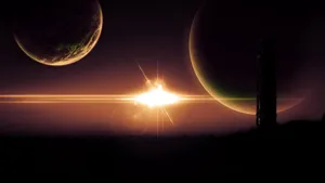 Supernova Between Planets Wallpaper