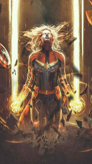 Superpower Captain Marvel Iphone Wallpaper