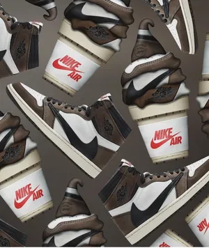 Superstar Artist And Sneaker Mogul, Travis Scott, Posing With His Official Jordan 1 Collaboration Wallpaper