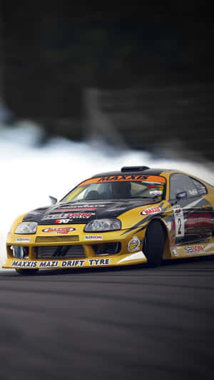 Supra Drift Yellow Aesthetic Car Wallpaper