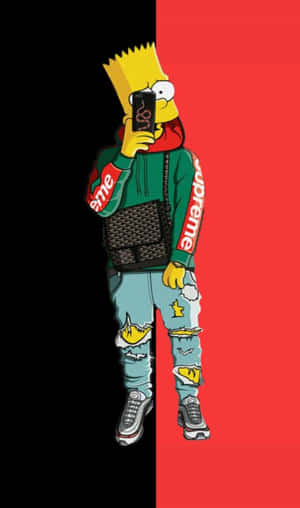 Supreme Bart Simpson Iphone Theme Wallpaper