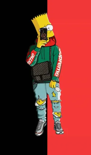 Download free Supreme Bart Simpson Iphone Theme Wallpaper MrWallpaper